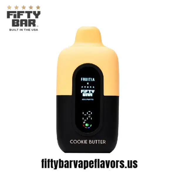 Cookie Butter Fruitia X Fifty Bar 20,000 Puffs Disposable Vape 2 Cookie Butter Fruitia X Fifty Bar 20,000 Puffs Disposable Vape - Image 2