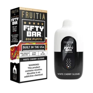 White Cherry Slushy Fruitia X Fifty Bar V2 20K Puffs Disposable Vape