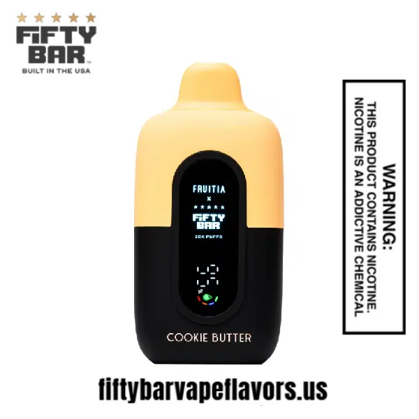 Cookie Butter Fruitia X Fifty Bar 20,000 Puffs Disposable Vape 1 Cookie Butter Fruitia X Fifty Bar 20,000 Puffs Disposable Vape