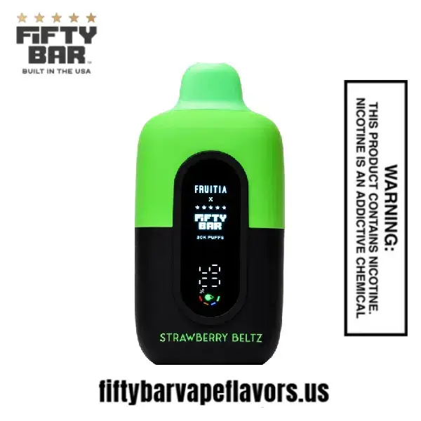 Strawberry Beltz Fruitia X Fifty Bar 20,000 Puffs Disposable Vape 1 Strawberry Beltz Fruitia X Fifty Bar 20,000 Puffs Disposable Vape