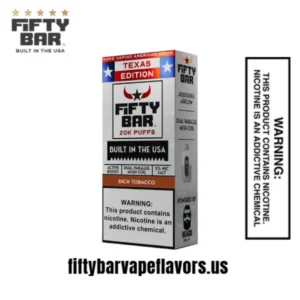 Texas X Fifty Bar Rich Tobacco Disposable Vape