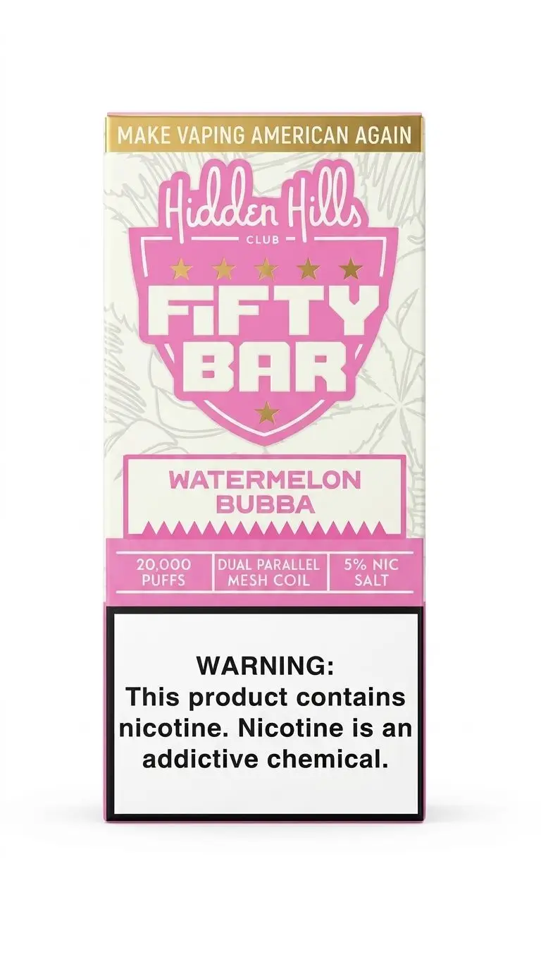 Watermelon Bubba Hidden Hills X Fifty Bar 20k Puffs Disposable Vape 1 Watermelon Bubba Hidden Hills X Fifty Bar