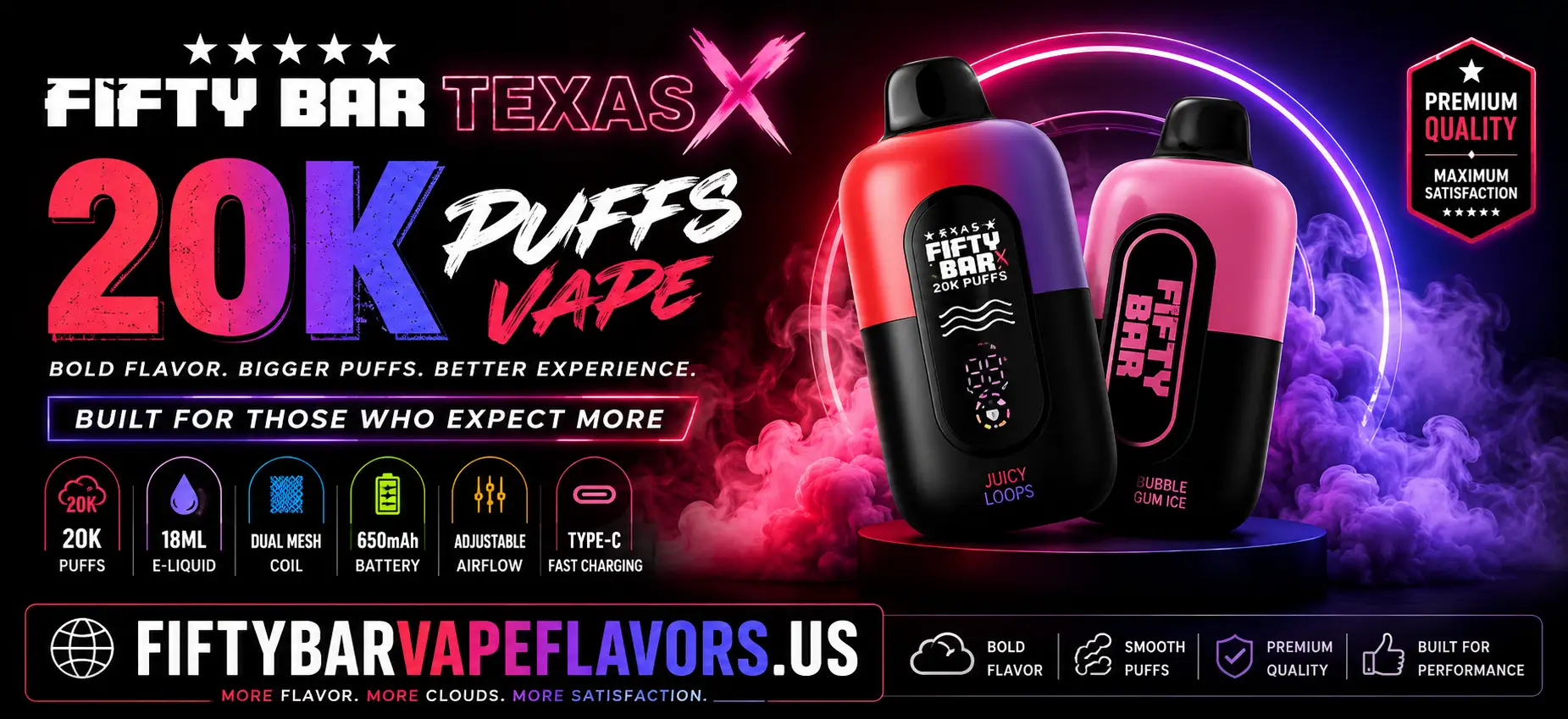 Fifty Bar Texas X 20K Puffs Vape