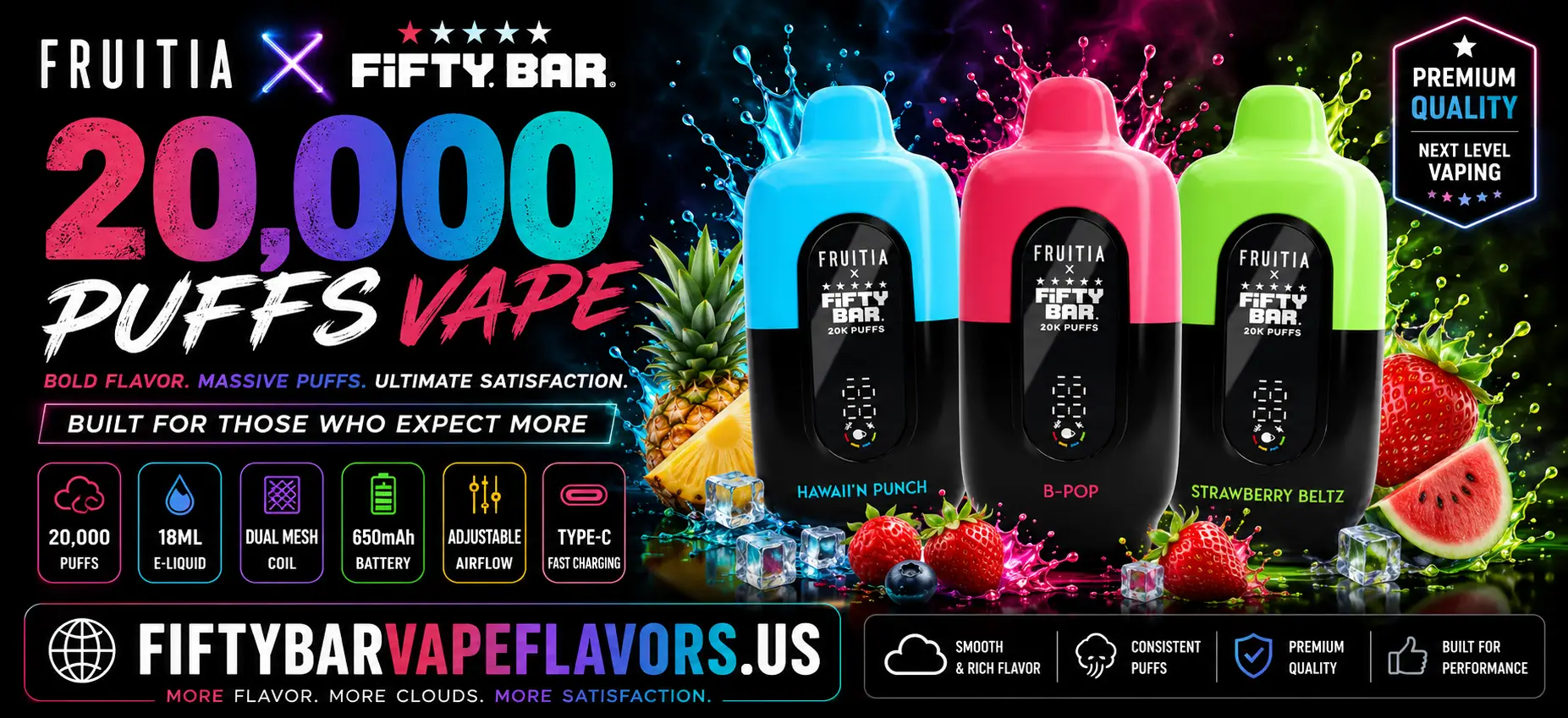 Fruitia X Fifty Bar 20000 Puffs Vape