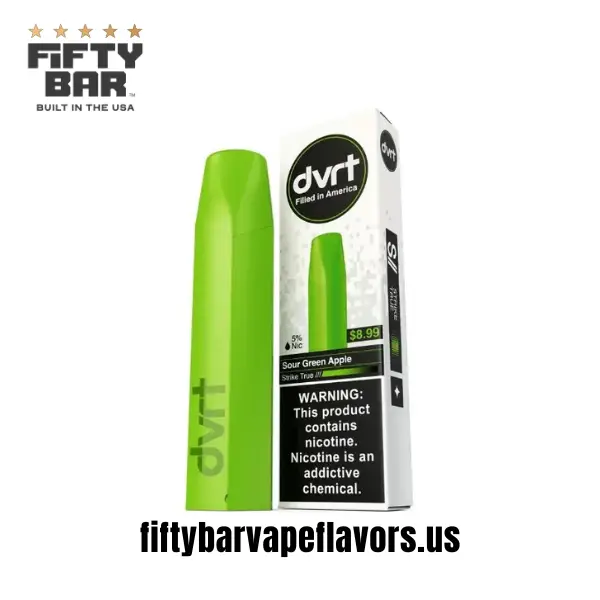 Sour Green Apple Fifty Bar DVRT Disposable Vape - 2000 Puffs 2 Sour Green Apple Fifty Bar DVRT 2000